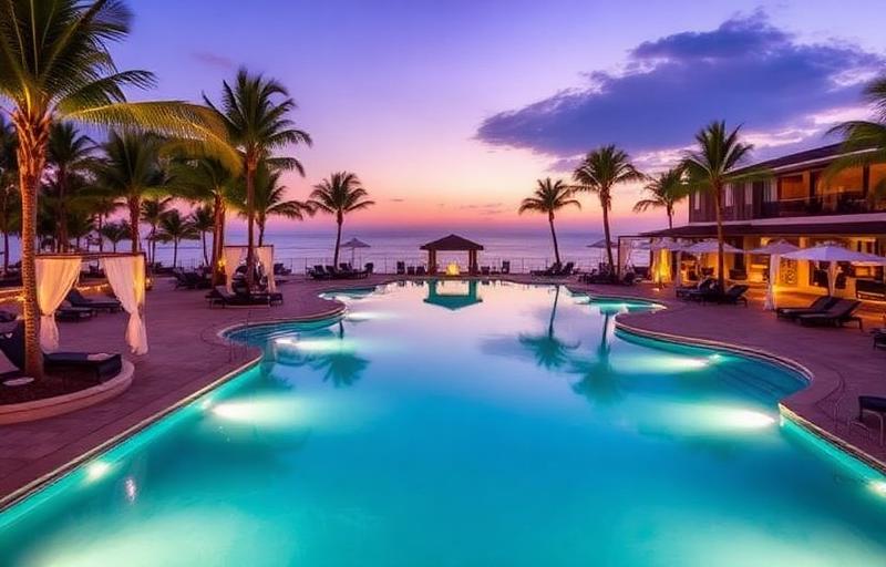 Peppers Beach Club adults-only resort with sophisticated lagoon pool, beach club setting, and luxury cabanas